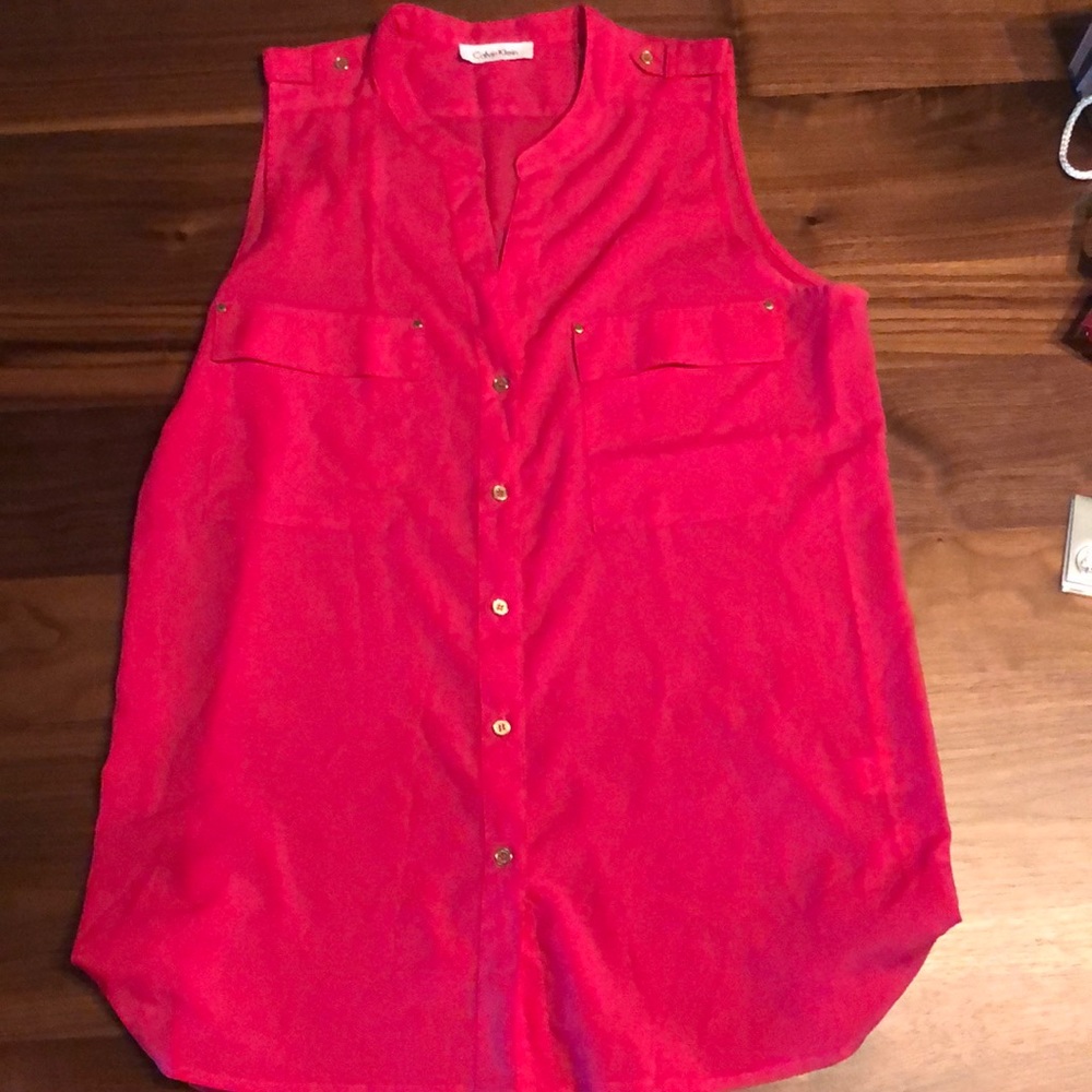 💜Two for $20💜Calvin Klein Pink Sleeveless Blouse